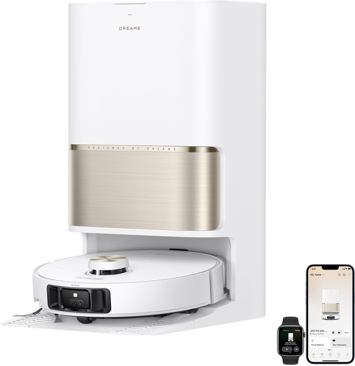 Dreame Robotstofzuiger L50s Pro Ultra - Robotstofzuiger met dweilfunctie - Automatisch Leegstation - 30.000 Pa zuigkracht - Geschikt voor huisdierharen - DryBoard - Wit — afbeelding 1