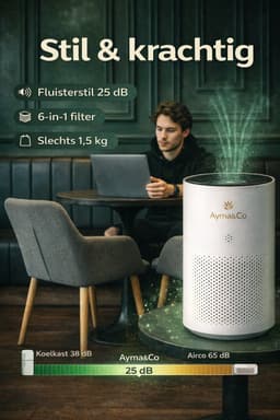 Ayma&Co Pure Air Pro | HEPA13 Filtersysteem - 80m² - Tegen Stofdeeltjes, Pollen, Schimmelsporen, Bacteriën, Virussen, Rookdeeltjes, Hooikoorts- Zeer stil & slaapstand- — thumbnail 8