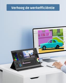 MIRA® Draagbare Monitor voor Laptop – Portable Monitor 15,6 Inch – Draagbaar Scherm 1080FHD – Groot kleurenbereik - Zwart - ‎‎41cm x 27cm x 6cm — thumbnail 7