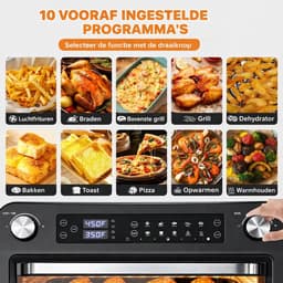 MAGICFOX Elektrische Oven -36L- XXL Airfryer Oven-Dubbele Lade -1800Watt - LED Display- 10 verschillende programma's-Vrijstaande ovens-Zwart — thumbnail 2