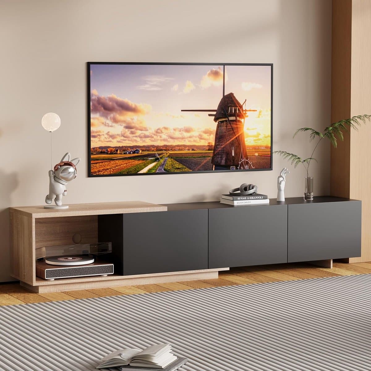 Uittrekbare TV-kast met LED-verlichting en 3 Lades voor Woonkamer - Modern Design — afbeelding 1