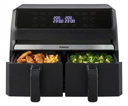 Tomado TAF8001B - Dubbele airfryer - 2 x 4 liter inhoud - XXL - 1700 watt - Tiptoetsbediening - 8 automatische programma's - Zwart — thumbnail 1