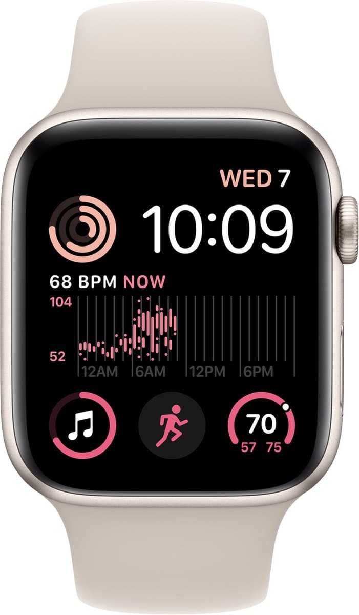 Apple Watch SE 2022 - Smartwatch heren en dames - 44 mm - Sterrenlicht Aluminium — afbeelding 1