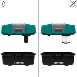 VONROC Compacte alleszuiger / stofzuiger - 20V - Incl. Diverse accessoires, 2.0Ah accu en snellader — thumbnail 3