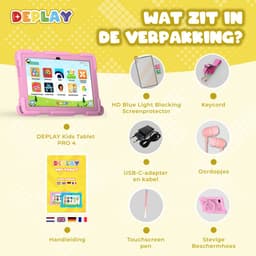 DEPLAY Kids Tablet PRO 4 - Kindertablet vanaf 2 jaar - Tablet Voor Kinderen - Tablet Kind - Met Pen, Beschermhoes en Screenprotector - Android 14 - 6000 mAh Batterij - 10 inch - Roze — thumbnail 8