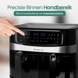 Emerio Dubbele Airfryer XXL 2400W - 10 Liter Heteluchtfriteuse - Regelbare thermostaat 50ºC tot 200ºC - 9 Kookprogramma's - AF-126672.4 Zwart — thumbnail 6
