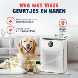 JC Pets Luchtreiniger / Air purifier met HEPA 13 Filter en Voorfilter - Huisdiermodus & App - Luchtfilter tegen Haren, Kattenbakgeur, Allergieën, Huisstofmijt en Hooikoorts - Luchtkwaliteitsindicator - Ruimtes tot 100 m²- CADR 246 m³/h — thumbnail 2