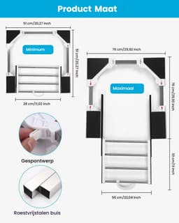 Wasmachine onderhoud-Universeel wasmachine-droger verbindingsframe - verstelbaar (51-76 cm) met uitschuifbaar rek​​-universeel tussenbouwframe voor wasmachine/drogers — thumbnail 6
