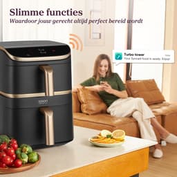 Cosori TurboTower Pro – Dubbele Airfryer XXL – 10.8L – Keramische Coating – 2 Manden Apart Instelbaar – 7 Programma’s — thumbnail 10