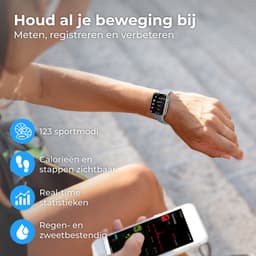 Nuvance - Smartwatch Heren & Dames met Bluetooth - 45mm - Geschikt voor alle Smartphones - Stappenteller & Hartslagmeter - Grijs — thumbnail 5