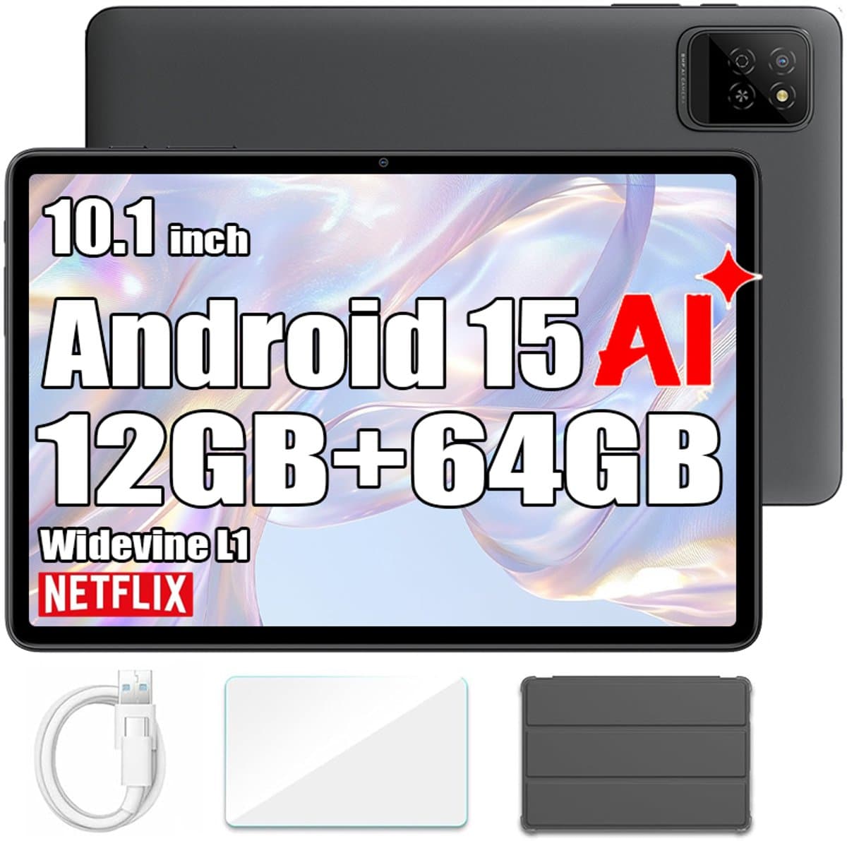 OSCAL Tablet Pad 30 WIFI - Doke AI - 12GB RAM - 64GB ROM - 6600 mAh - 10.1 Inch - Android 15 - Widevine L1 - 1080P FHD - Grijs — afbeelding 1