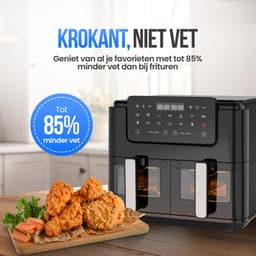 Strex Airfryer XXL - 10L - 2500W - Heteluchtfriteuse - Dubbele Airfryer - 50ºC tot 200ºC - 10 Kookprogramma's - Zwart — thumbnail 8