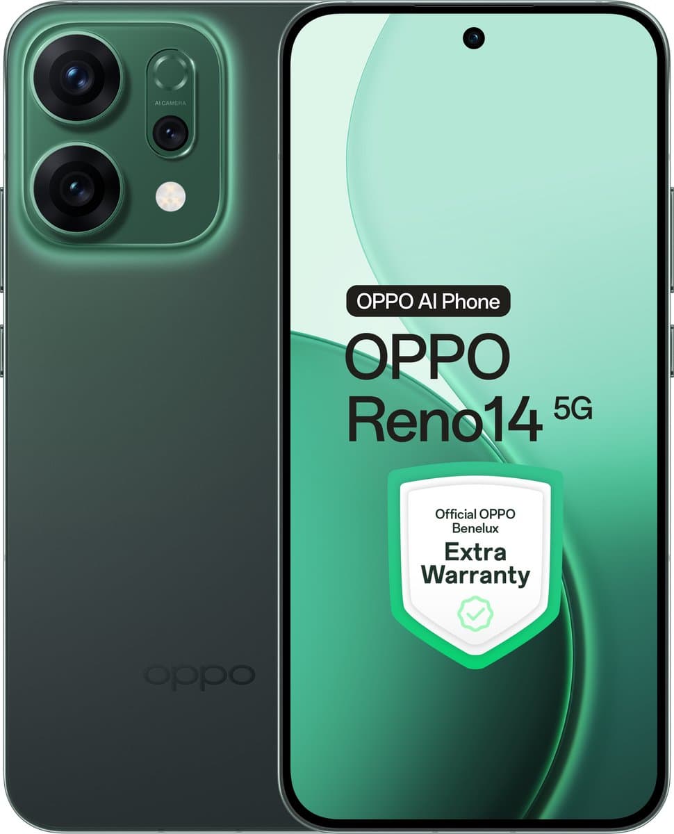 OPPO Reno14 5G 12+512GB Luminous Green - Extra Garantie — afbeelding 1