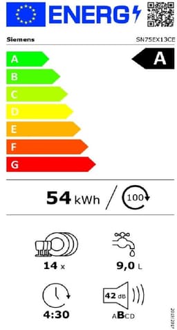 Siemens SN75EX13CE - iQ500 - Inbouwvaatwasser - 60 cm - Energielabel A - Home Connect - varioSpeed Plus — thumbnail 16