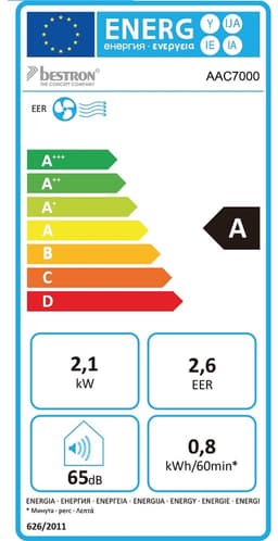 Bestron mobiele airco, airconditioning voor ruimtes tot 28m², koelvermogen 2,1 kW, met CFC vrije koelmiddel, 7.000 BTU/h, kleur: wit — thumbnail 11