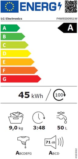 LG F4WR5009S1W TurboWash - Wasmachine Voorlader - 9 kg - 1400 rpm - 71 dB — thumbnail 2