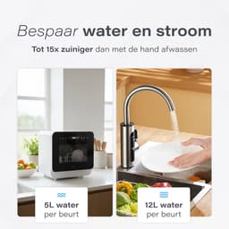 Skoov Mini Vaatwasser met waterreservoir - 3 couverts - 6 wasprogramma's - 45cm - Kleine smalle vrijstaande afwasmachine - Camping - Wit — thumbnail 11