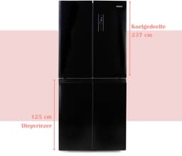 PRIMO PR182MD Koelvriescombinatie – Amerikaanse Koelkast – 4 deuren – No Frost - Energieklasse C – 362 liter (237 + 125) - Zwart — thumbnail 9