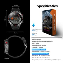Golden Sound GPS Smartwatch Heren - 1.46'' AMOLED Display - GPS 5 satellieten - 5ATM Waterdicht - 200+ sportmodi - Belfunctie - Barometer - Stappenteller - Bloeddrukmeter - Hartslagmeter - 540 mAh - Dark Grey — thumbnail 11