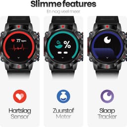 Phreeze Smartwatch Rond - Smartwatch Dames & Heren - Groot Scherm - Met Belfunctie - Hartslagmeter - Stappenteller - Geschikt voor iOS & Android - Zwart — thumbnail 8
