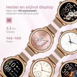 Norva - Smartwatch voor Dames - Geschikt voor elke smartphone - Slaapmonitor - Bellen - Muziek - Lange batterijduur - 100+ Sportmodi - Dames horloge - Incl. extra bandje — thumbnail 8