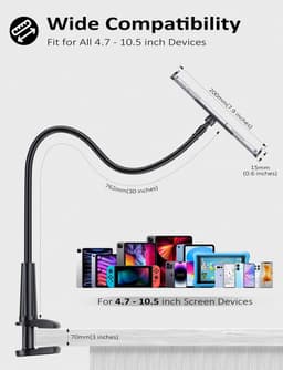 Daity 1 stuk - Tabletstandaard voor naast het bed - verstelbare flexibele arm - tabletklem - compatibel met iPad Air Mini - Galaxy Tabs- Kindle Fire- Switch of andere apparaten van 4,7-10,5 inch (75 cm) — thumbnail 5