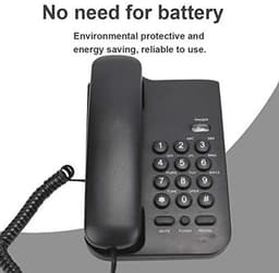 Vaste Telefoon voor Thuiskantoor en Hotel - Draagbare Engelse Telefoon (Zwart) — thumbnail 6