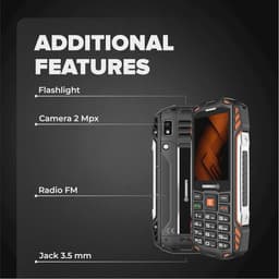 Mobiele telefoon met drukknop, Ontgrendeld, 128 MB, 4000 mAh, 2,8 inch IPS-scherm, IP68, FM-radio, 3,5 mm, 2 MP camera, Dual-SIM — thumbnail 4