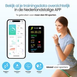 Siltcon® Activity Tracker Pro – Stappenteller Horloge - Hartslagmeter – Bloeddrukmeter - Slaapmonitor - Saturatiemeter – Sporthorloge – Smartwatch Dames, Heren & Kinderen - Universeel - RVS - Elke pols - Incl. 2 Bandjes — thumbnail 4