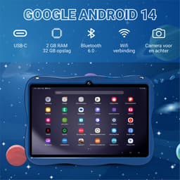 BOSWELL Kindertablet - Kinder Tablet - Kids Tablet - 7 inch - Kindertablet vanaf 3 jaar - Opslag tot 128GB - Android 14 - Ouderlijk Toezicht - Incl. Blauwlichtfilterbril, Touchpen - Blauw — thumbnail 4