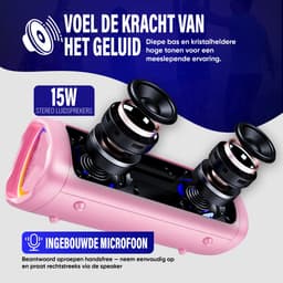 Muring Draadloze Bluetooth Speaker - Muziek Box - Tot 20 uur Afspeeltijd - TWS Pairing - Bluetooth 5.3 - Partybox - Luidspreker - Geluidsbox - Roze — thumbnail 3