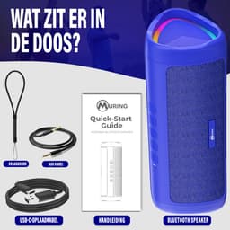 Muring Draadloze Bluetooth Speaker - Muziek Box - Tot 20 uur Afspeeltijd - TWS Pairing - Bluetooth 5.3 - Partybox - Luidspreker - Geluidsbox - Blauw — thumbnail 8