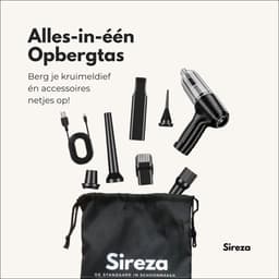 Sireza T2 - 3-in-1 kruimeldief - kruimelzuiger - kruimeldief snoerloos -6 opzetstukken - mini handstofzuiger - nat en droog - thuis, dierenhaar en auto - air duster - opbergtas — thumbnail 3