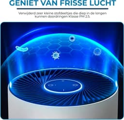 HCH Luchtreiniger - Air Balance - Air Purifier - HEPA filter - Werkt tegen huisstofmijt, hooikoorts, allergie en stof - 3 standen + slaapstand en automatische stand - Luchtkwaliteit indicator - 500 m² - CADR 300 m³/h - Stil, 20 db — thumbnail 2