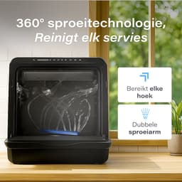 Skoov Mini Vaatwasser met waterreservoir PRO - 3 couverts - 6 wasprogramma's - Kleine smalle vrijstaande afwasmachine - Camping - Zwart — thumbnail 4