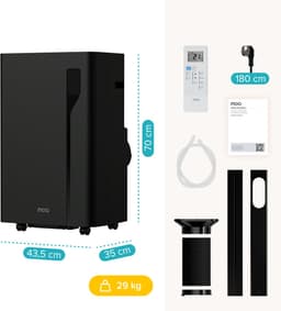 MOA Mobiele Airco - 12.000 BTU - 3-in-1 - Met Afstandbediening - Tot 35m² - Airconditioner met Ontvochtigingsfunctie - Raamafdichtingskit - Zwart — thumbnail 11