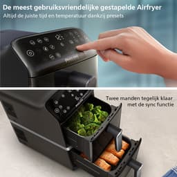 Philips 4000 Series Dual-Stacked Dubbele Airfryer – NA461/00 - 2 Lades (Sync) – 10 L – Tot 6 Personen – Bespaart 45% Ruimte — thumbnail 6