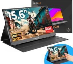 HoriVue Premium Portable Monitor 15.6 inch - Full HD - Extra Scherm Laptop - Draagbare Monitor voor Laptop met Speakers - Touchscreen - Gaming - IPS Beeldscherm - 1 Kabel - Zwart — thumbnail 1