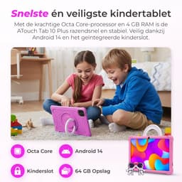 ATouch Combipakket - Kindertablet Tab 10 Plus + Kinderkoptelefoon - 64GB+64SD - Vanaf 3 jaar - Roze — thumbnail 8