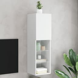 Zwevend TV Meubel met LED Verlichting 102cm Breed Wit - Wandkast en Dressoir — thumbnail 2