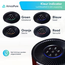 AtmosPure® CleanAir Luchtreiniger - Air Purifier met vervangbaar HEPA 13 + Koolstof filter - CADR 250 m³/h - Zwart - Voor 98 m² - Filtert pollen, huisstofmijtallergenen en fijnstof - 3 standen + stille slaapstand - Luchtkwaliteit Sensor — thumbnail 4