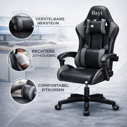 Bayt Gamestoel - Gaming Chair - Gamingstoel - Ergonomische Bureaustoel - Zwart - Verstelbaar — thumbnail 2