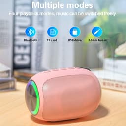 Gigicial Roze Bluetooth Speaker - Roze Draagbare Speaker - Geluid Met Dubbele Passive Bass + Kleurrijk Licht Effect - 1 - Voor Kinderen En Reizen In Rose — thumbnail 5