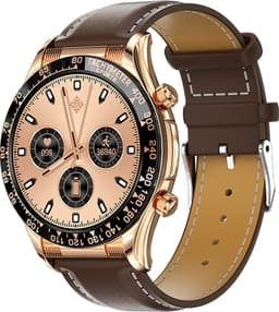Darenci Smartwatch Superior Pro - Smartwatch heren - Activity Tracker - Touchscreen -  Bluetooth bellen - Bluetooth muziek - Lederen band - Heren - Horloge - Stappenteller - Bloeddrukmeter - Verbrande calorieën-Zuurstofmeter-Waterdicht-Roségoud/Bruin — thumbnail 1