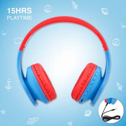 PowerLocus P1 Kids Kinder Koptelefoon Draadloos - Koptelefoon voor kinderen - Veilig volume van 85 dB - Bluetooth Hoofdtelefoon - Met microfoon - incl. Premium Case - Blauw/Rood — thumbnail 12