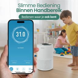 Emerio Luchtreiniger - 25m² - 52dB - HEPA 13 + Koolstof Filter - Ionisatie Functie - Luchtkwalititeitsindicator - met App - Timer Functie - Helpt tegen allergie & hooikoorts - AP-132324 Wit — thumbnail 2