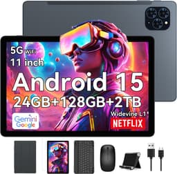 TABWEE Tablet T90 - 24GB RAM - 128GB ROM - 8000 mAh - 11 Inch - Met Toetsenbord(QWERTY) - Hoes - Stylus - Muis - Gemini AI - Bluetooth 5.0 - Android 16 - Grijs — thumbnail 1