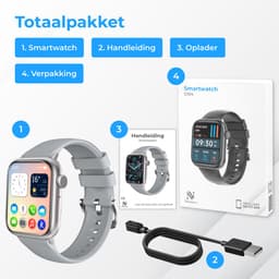 Nuvance - Smartwatch Heren & Dames met Bluetooth - 45mm - Geschikt voor alle Smartphones - Stappenteller & Hartslagmeter - Grijs — thumbnail 10