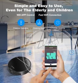 LIECTROUX M7S PRO – 2-in-1 Robotstofzuiger en Dweil – 4000Pa Sterke Zuigkracht – Slimme Gyroscopische Navigatie – Automatisch Hervatten – Geschikt voor Huisdieren & Tapijt – App & Alexa/Google - zwart — thumbnail 4