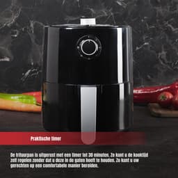 SCH® Mini airfryer - Airfryer - Airfryer klein - Zwart - ‎27cm x 27cm x 32cm — thumbnail 7